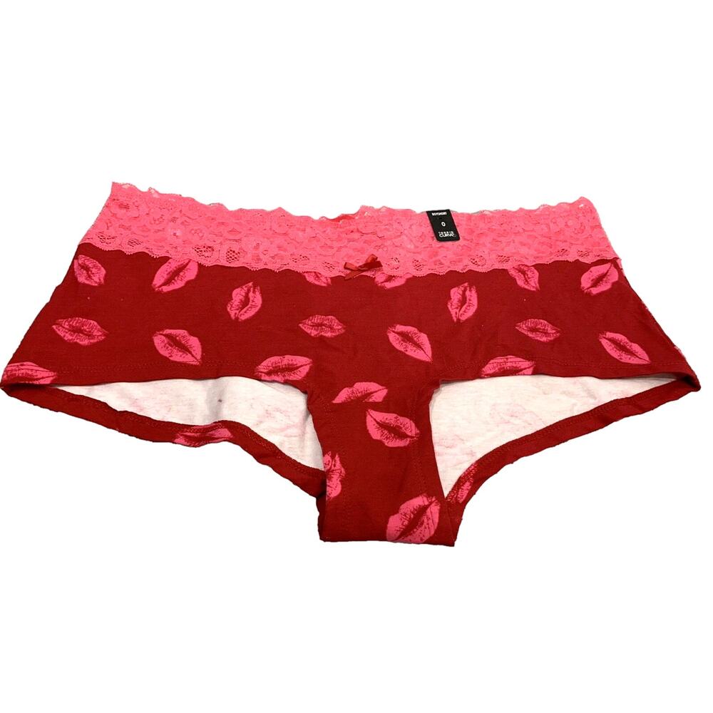 NWT Torrid Red and Pink Lips Boyshort Cotton Panties in Size 12 Large Torrid 0